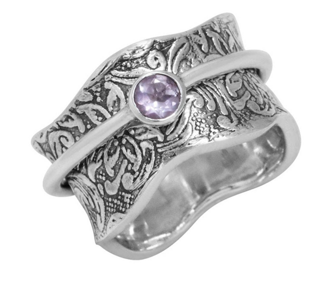 BALANCE & BEAUTY With SEMI-PRECIOUS STONE Sterling Silver Spinner Ring