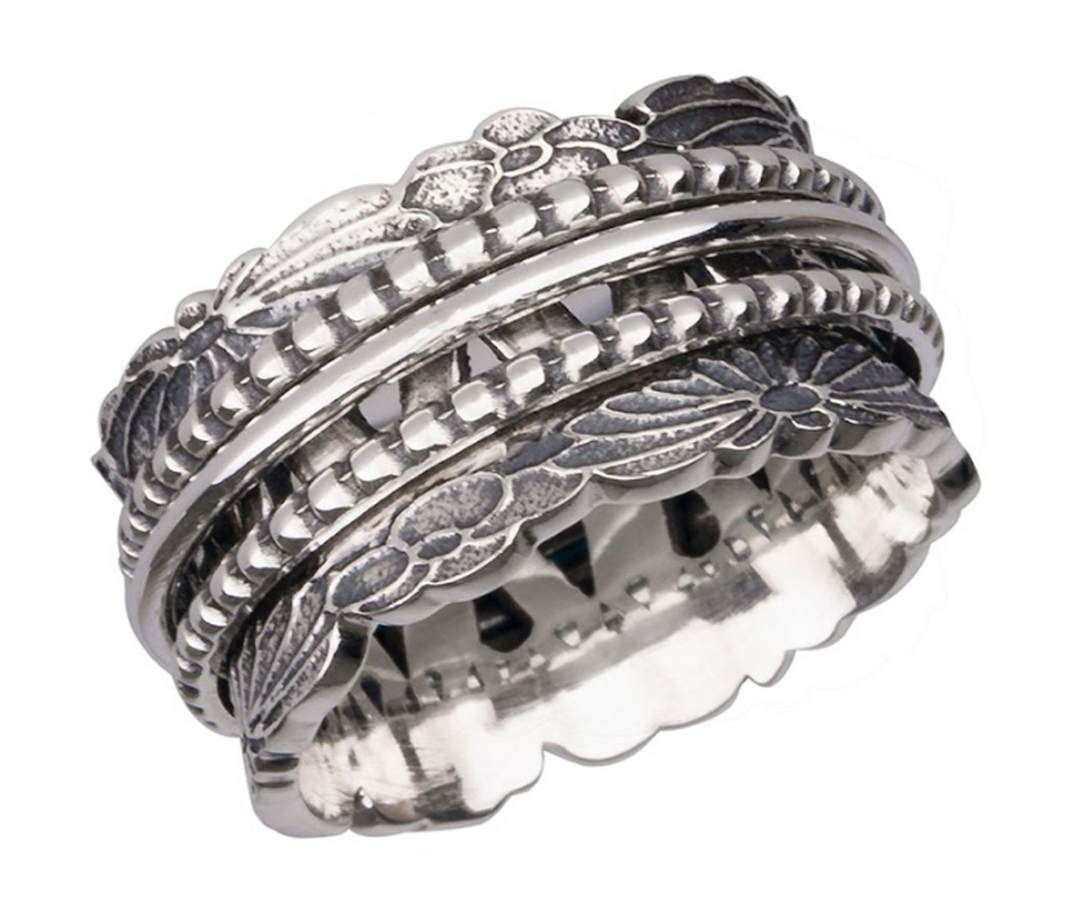 CHRYSANTHEMUM Sterling Silver Spinner Ring