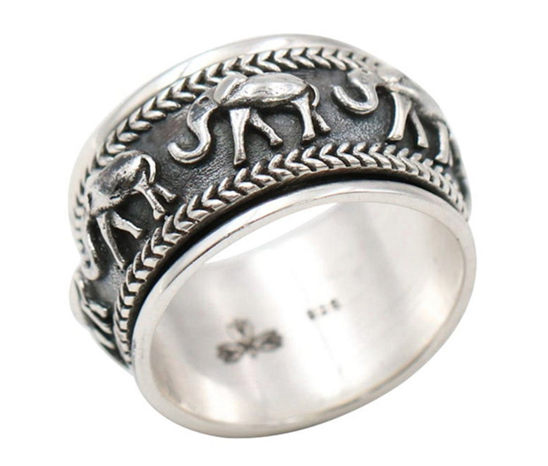 ELEPHANT SONG 925 Silver Spinner Ring Social Intelligence Strength Power Loyalty