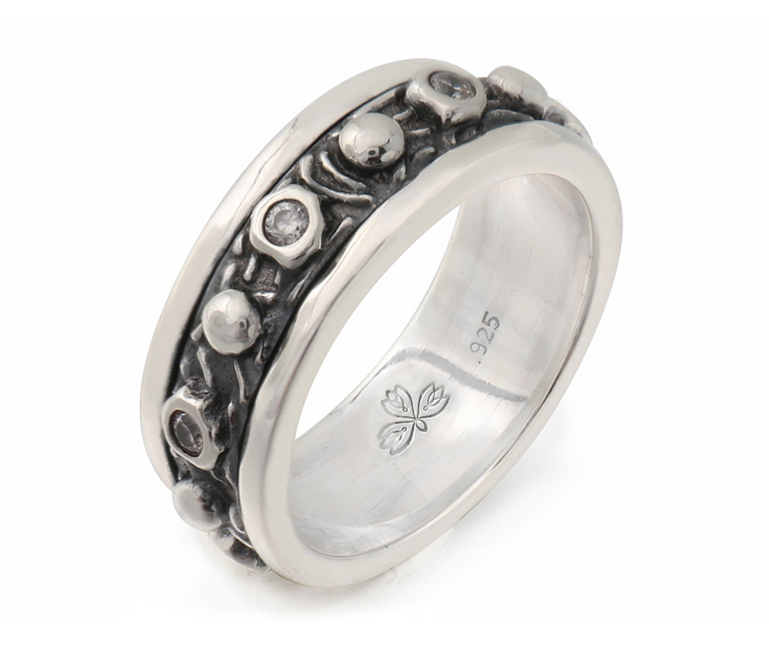 Energy Stone SOBOKU 925 Sterling Silver Spinner Ring (Style# JP03)