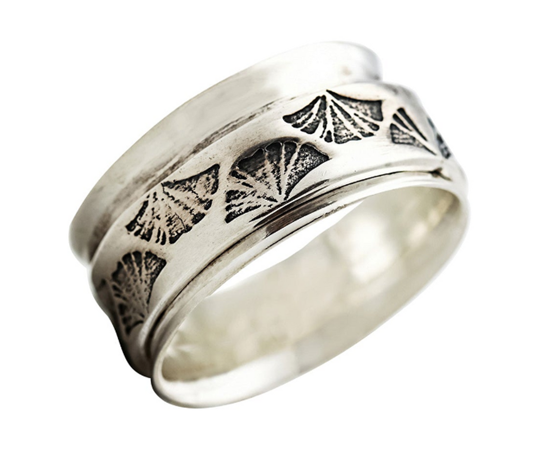 GINKGO Sterling Silver Meditation Spinner Ring