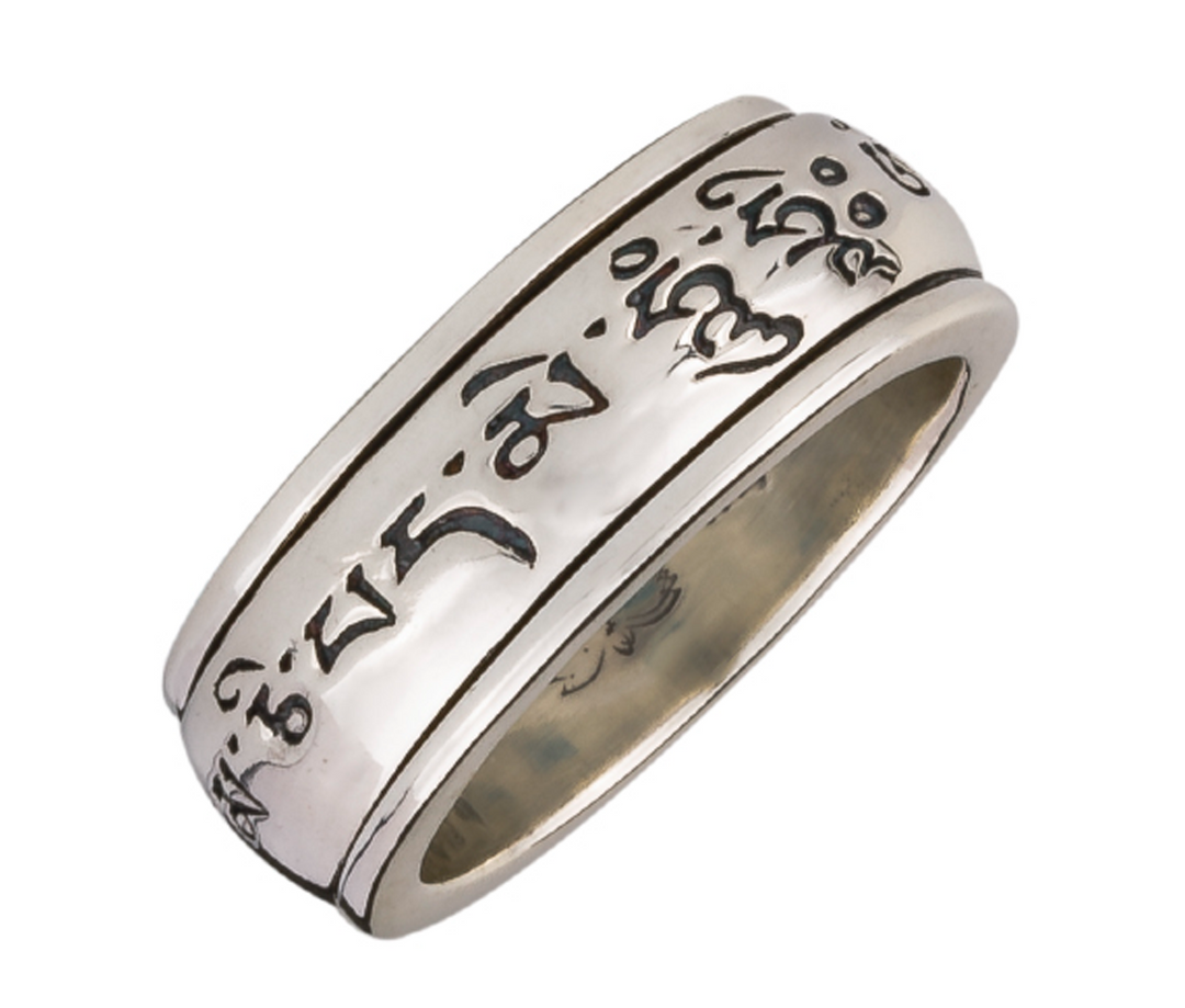 MANTRA Sterling Silver Meditation Spinner Ring