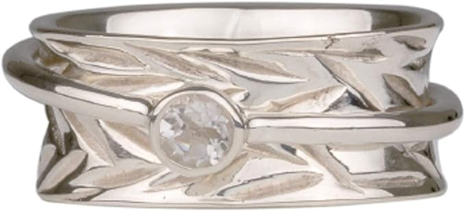ENERGY STONE Crown Chakra 5mm Faceted Clear Quartz Sterling Silver Meditation Spinner Ring (Style USA26-QZ)