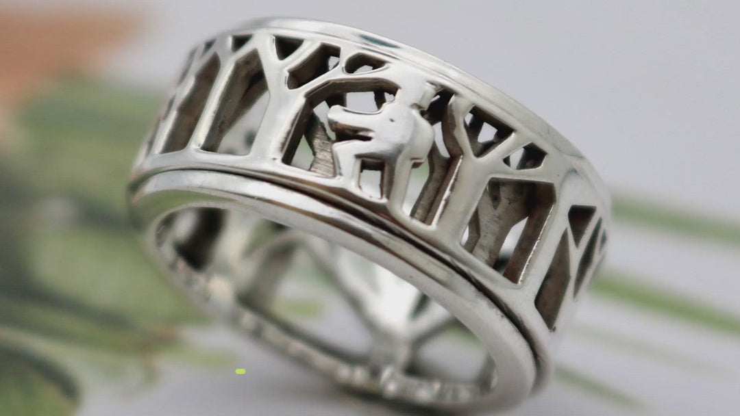 MAN IN NATURE 925 Silver Meditation Spinner Ring Embark On A Journey Of Walking Meditation