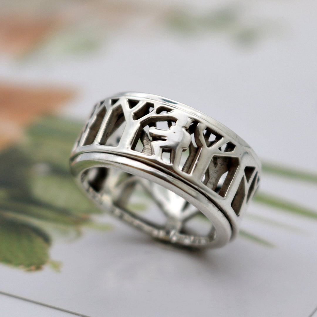 MAN IN NATURE 925 Silver Meditation Spinner Ring Embark On A Journey Of Walking Meditation