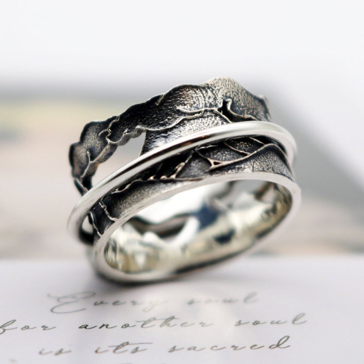 Never Quit Meditation Spinner Ring Sterling Silver