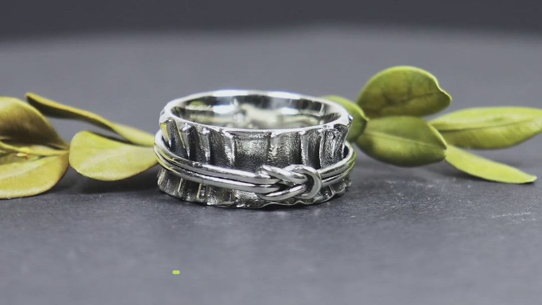 CONNECTED KNOT 925 Silver Fidget Spinner Ring Artist Designed Artisan Made