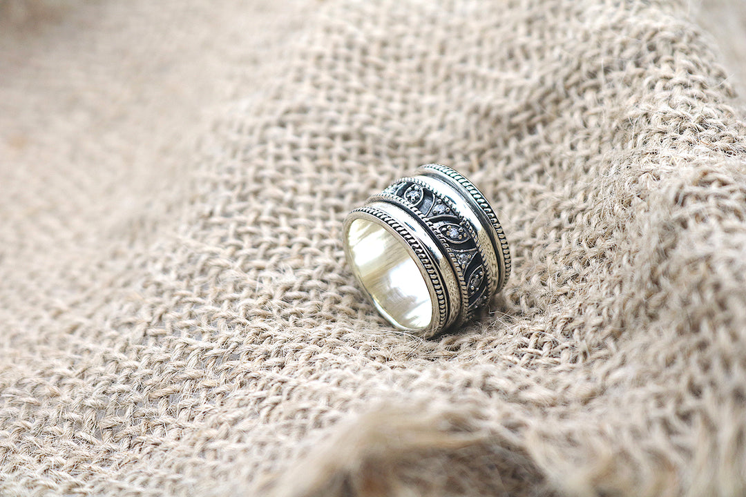  Sterling Silver Taj Mahal Meditation Spinner Ring