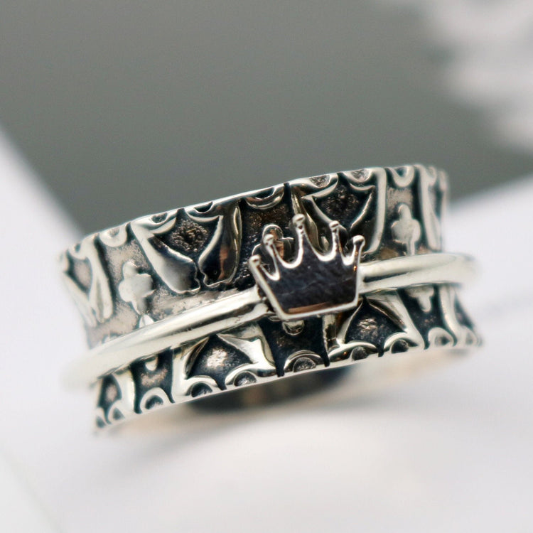 Energy stone Crown Meditation Spinner Ring