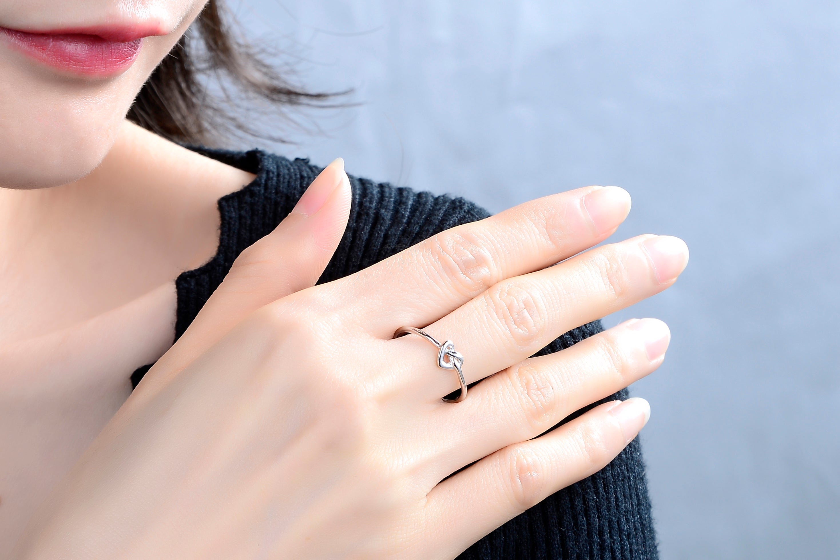 Sterling Silver Heart You Stacking Ring