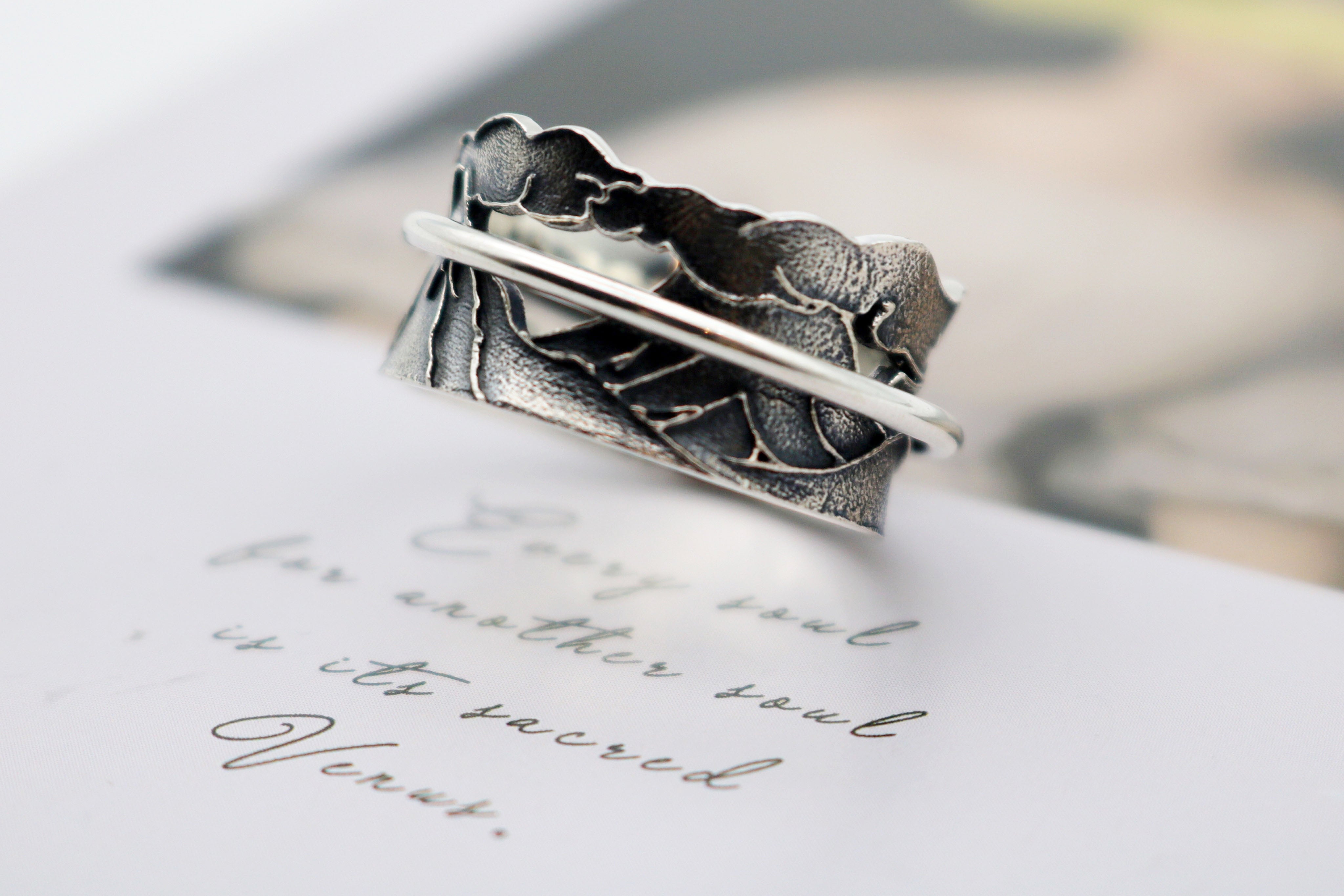 Never Quit Sterling Silver Meditation Spinner Ring