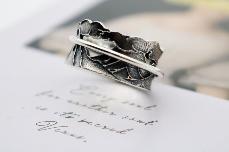 Never Quit Sterling Silver Meditation Spinner Ring