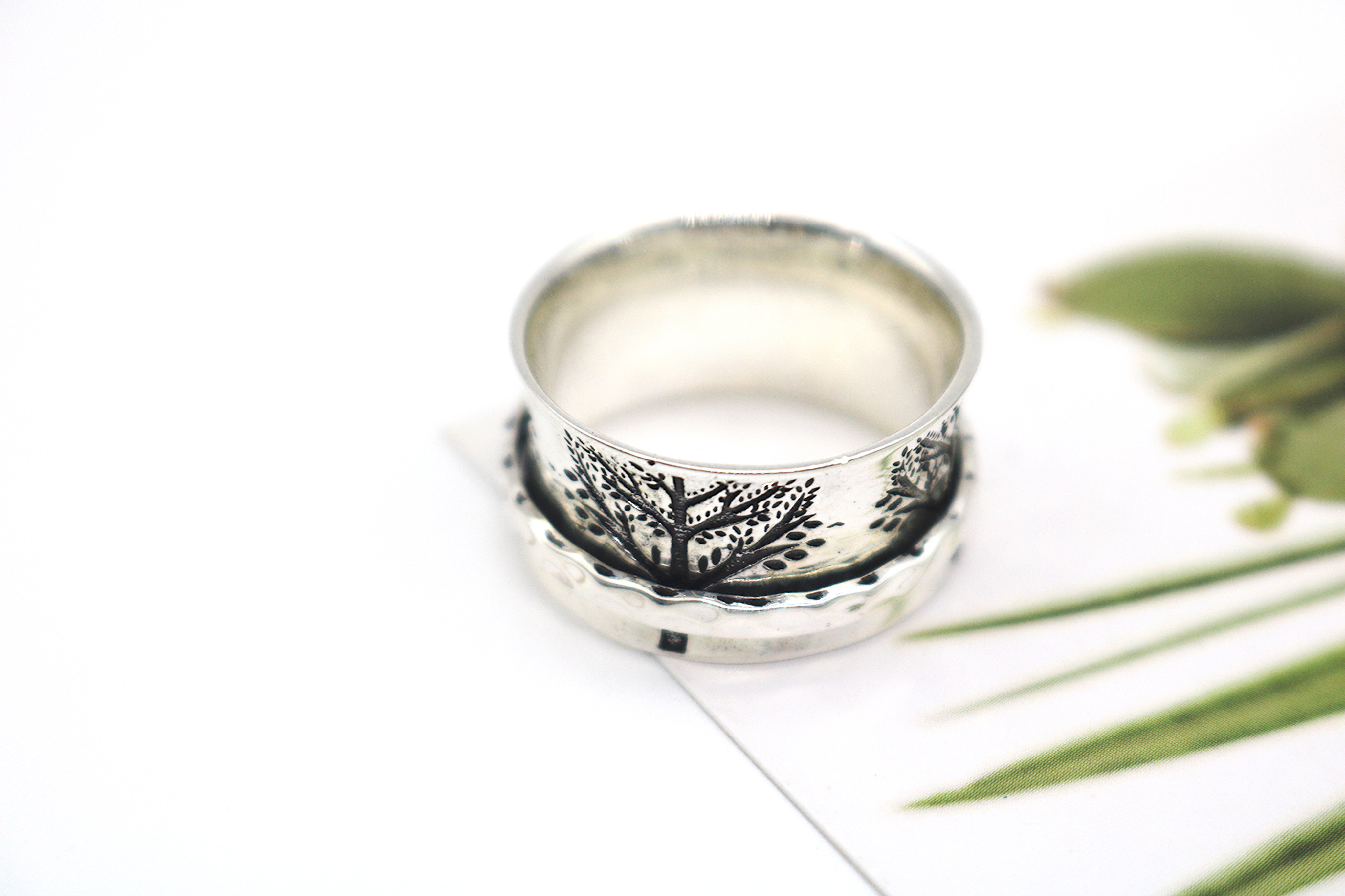 Sterling Silver Fortitude Meditation Spinner Ring