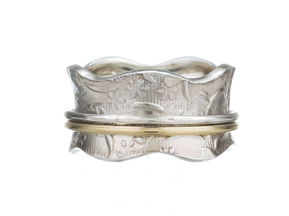 MEADOW 925 Silver Spinner Ring Raised Flowers in the Silver Base Ring Sweet  Fresh