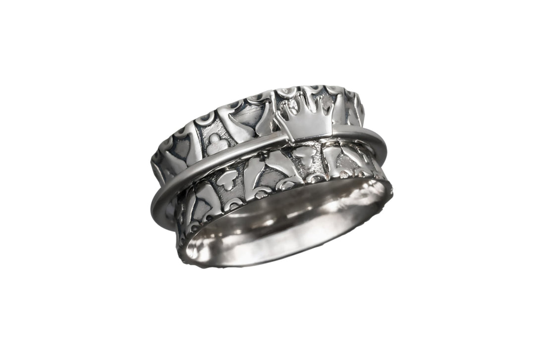 CROWN 925 Silver Fidget Spinner Ring For The Regal Heart