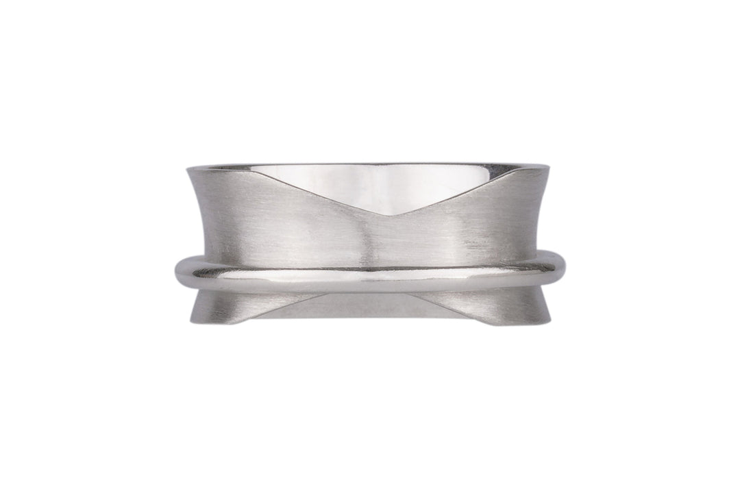 MINIMALISM 925 Silver Spinner Ring Simple Minimalism Design Hand Brushed Silver High Polish Spinner Band Taper Back for Comfort