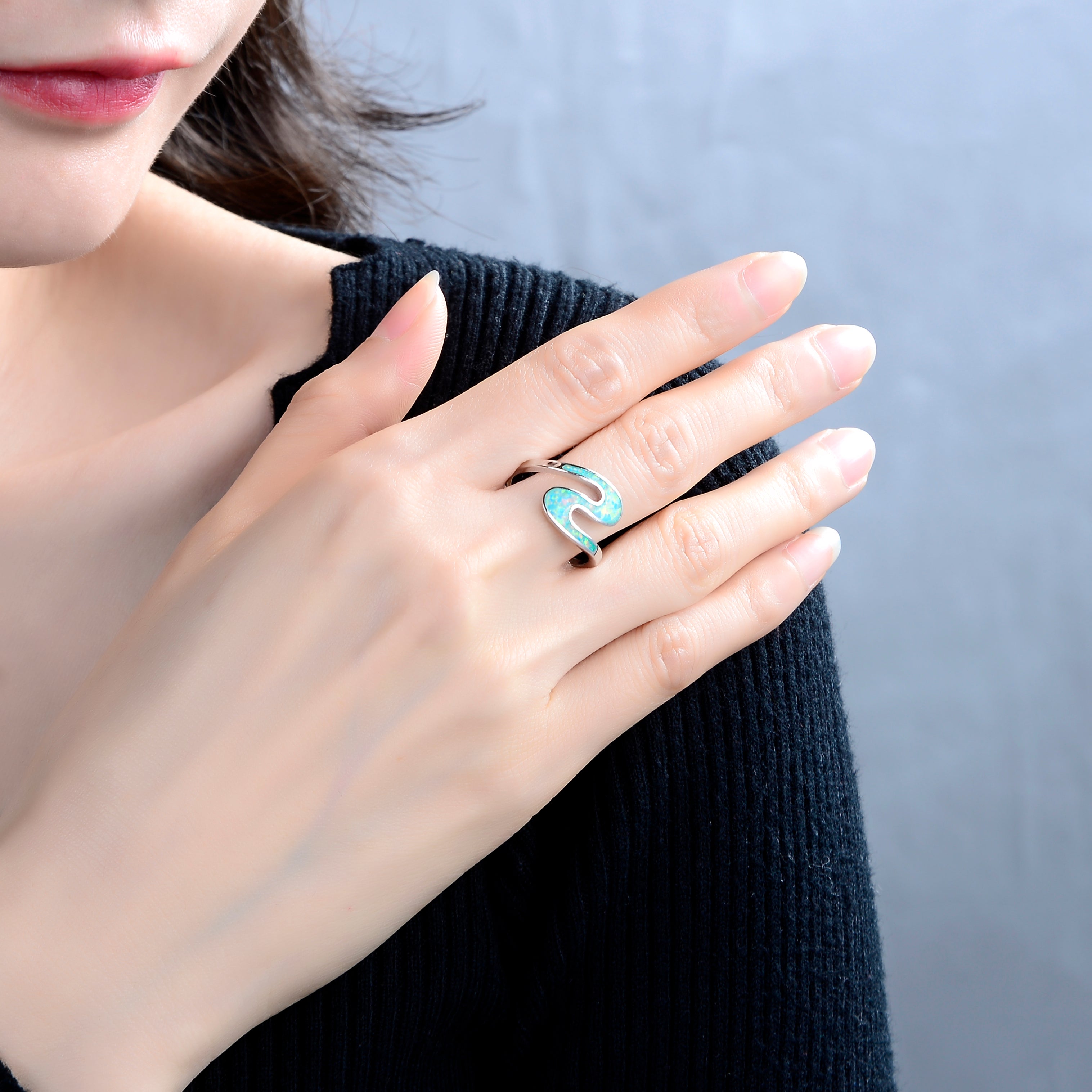 Swirly Stacking Ring Ocean Green