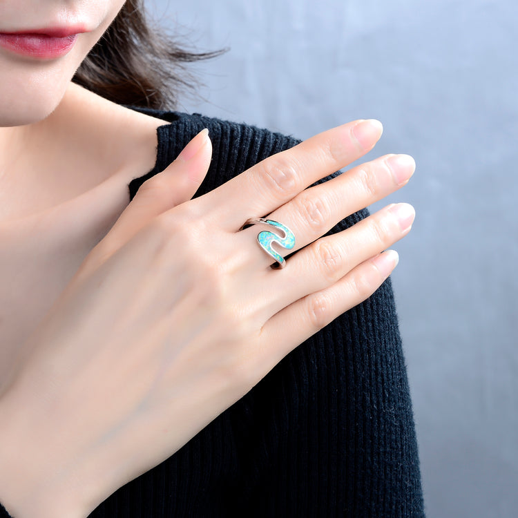 Swirly Stacking Ring Ocean Green