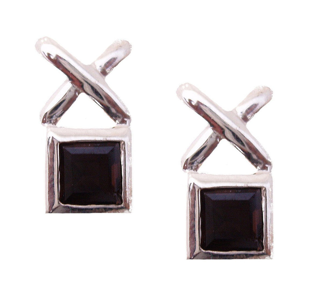 6mm Square Step Cut Genuine Gemstone Silver Criss Cross Earring Energy Stone By Viola So
