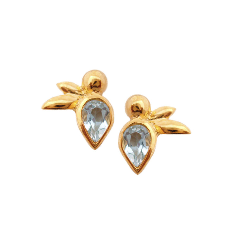 Honey Bee Vermeil Earrings | Blue Topaz