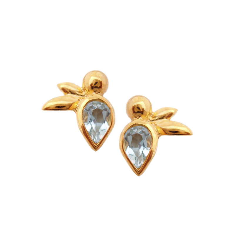 Honey Bee Vermeil Earrings | Blue Topaz