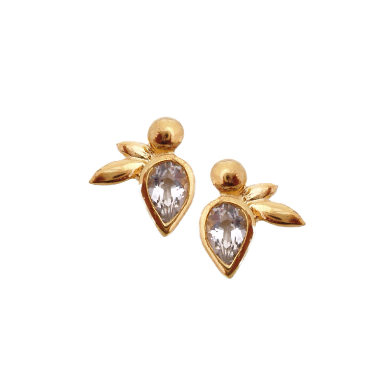 Honey Bee Vermeil Earrings | White Topaz