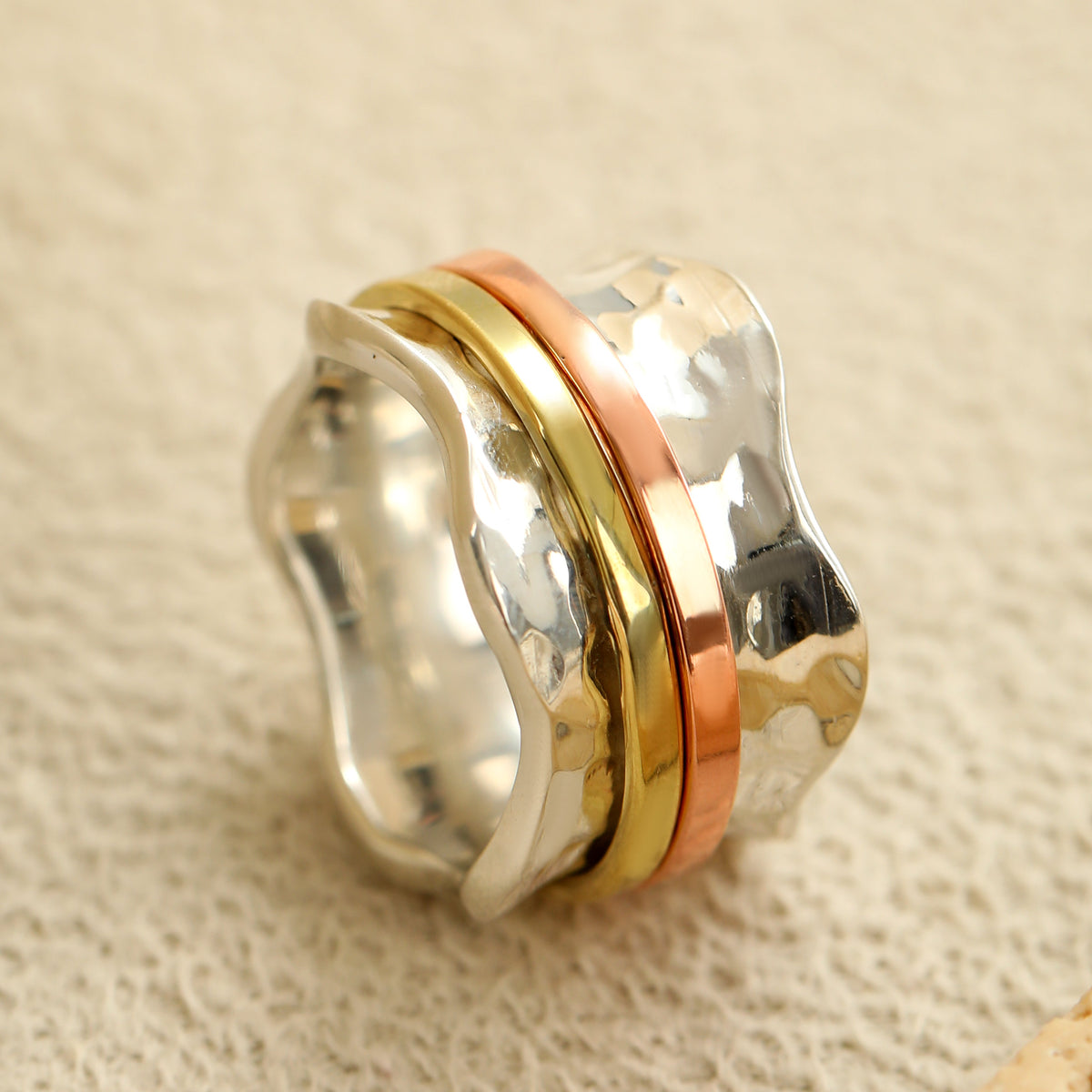 Energy Stone BREEZE Meditation Spinner Ring Sterling Silver