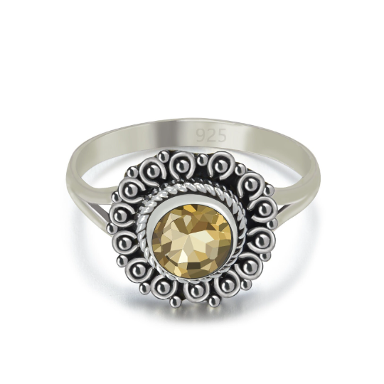 Energy Stone Durga Sterling Silver Citrine Stacking Ring