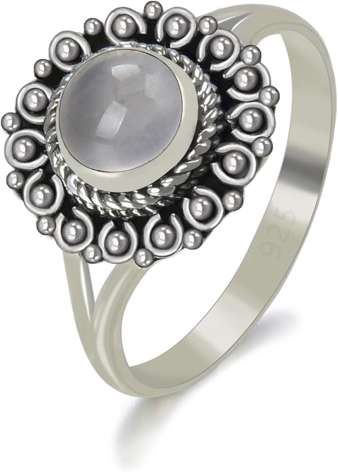 Energy Stone Durga Sterling Silver Pearl Stacking Ring