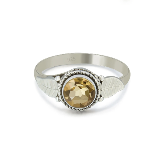 Energy Stone Parvati Citrine Sterling Silver Stacking Ring