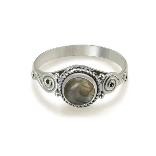 Energy Stone Saraswati Labradorite Sterling Silver Stacking Ring