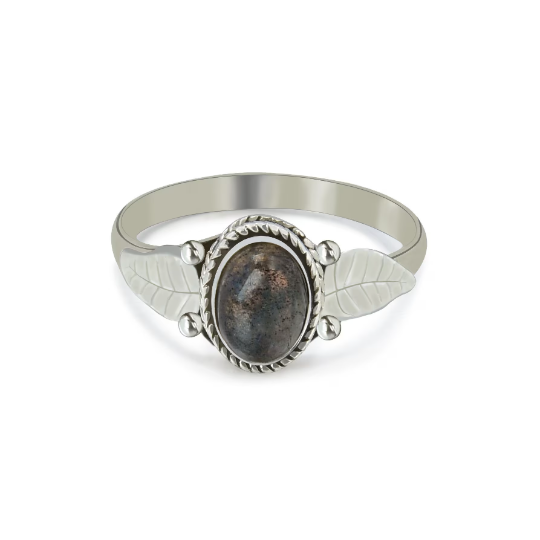 Energy Stone Kamadhenu Labradorite Sterling Silver Stacking Ring
