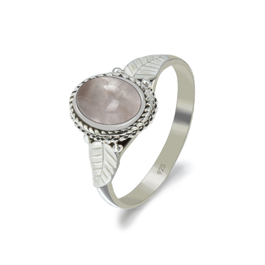 Energy Stone Kamadhenu Rose Quartz Sterling Silver Stacking Ring