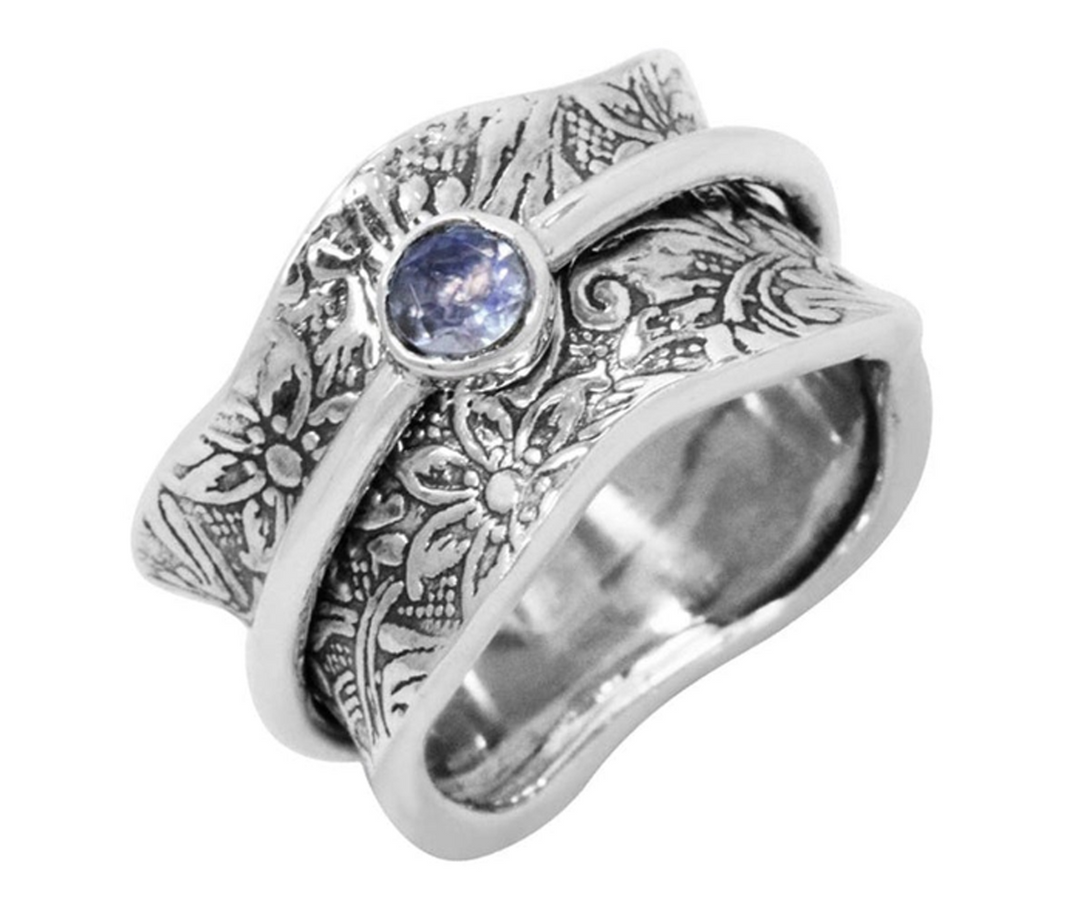 BALANCE & BEAUTY With SEMI-PRECIOUS STONE Sterling Silver Spinner Ring
