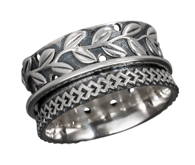 Beanstalk sterling silver spinner ring, view 3