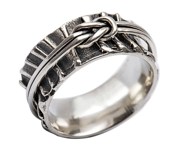 Connected Knot sterling silver spinner ring, also known as a fidget ring