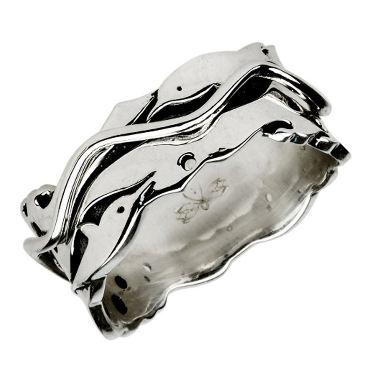 Dolphin Dance sterling silver spinner ring by Energy Stone