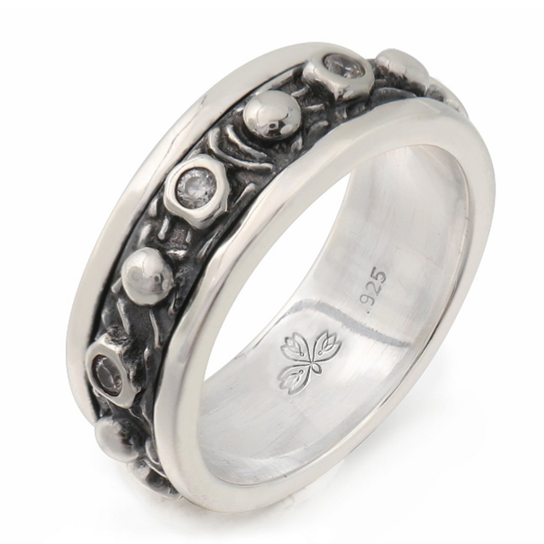 Energy Stone SOBOKU 925 Sterling Silver Spinner Ring (Style# JP03)