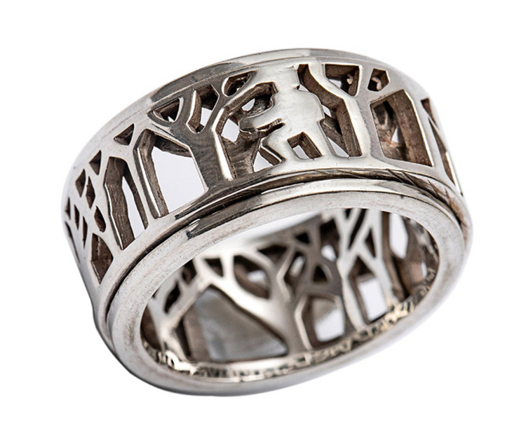 Man In Nature sterling silver spinner ring, also known as a fidget ring