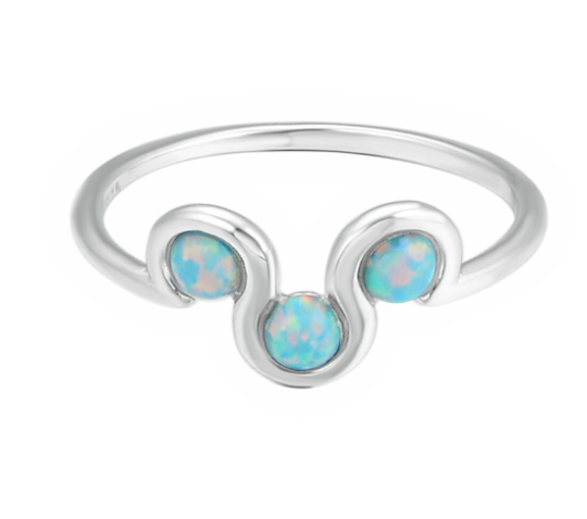 Energy Stone WIGGLY Ocean Green Japanese Opalite Sterling Silver Stacking Ring