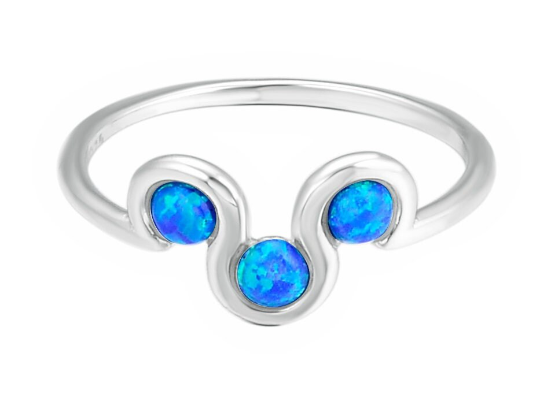 Energy Stone WIGGLY Sky Blue Japanese Opalite Sterling Silver Stacking Ring