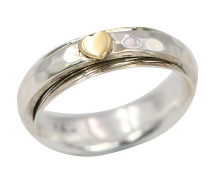 Simple Heart sterling silver spinner ring, also known as a fidget ring