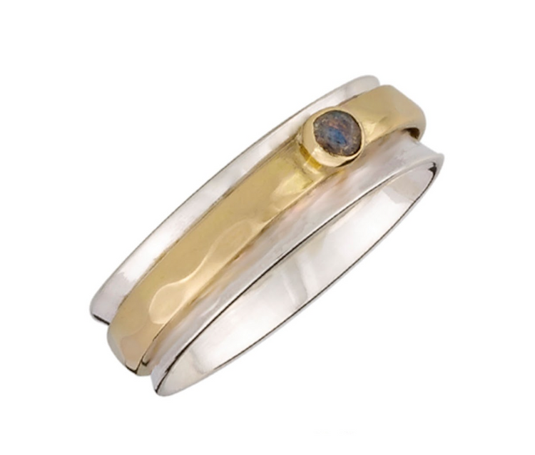 Teacher's Ring labradorite sterling silver spinner ring, also known as a fidget ring