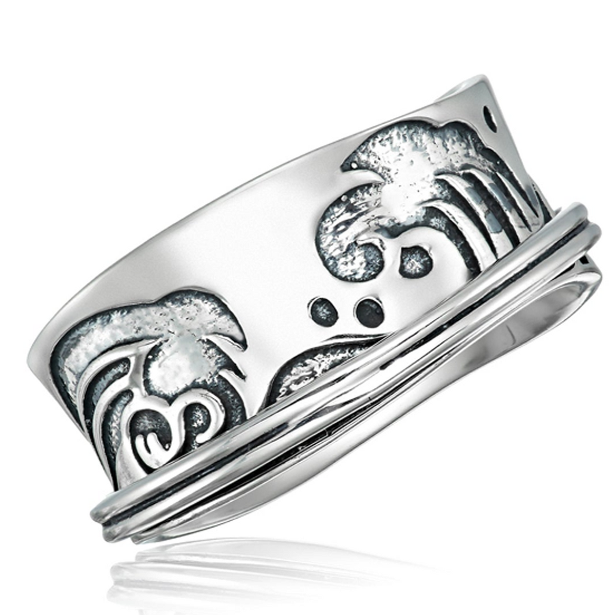 Tsunami Art sterling silver spinner ring by Energy Stone
