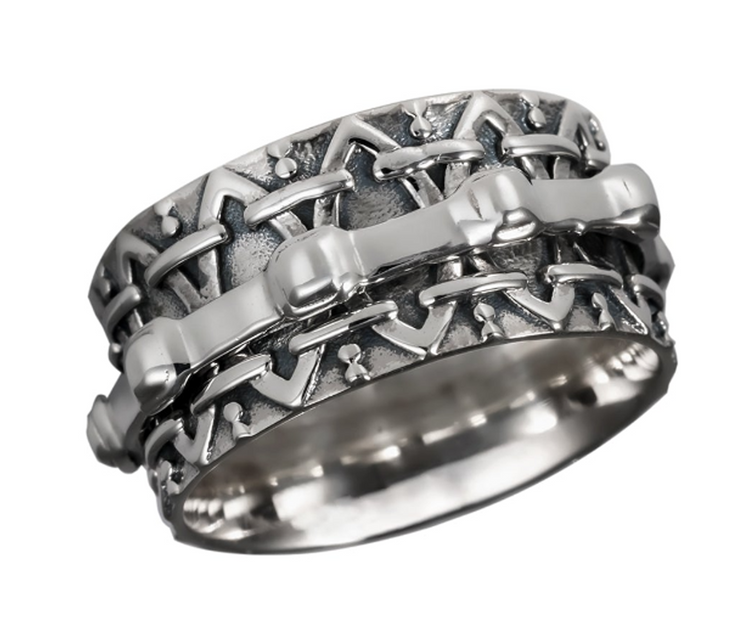 Unity sterling silver spinner ring, also known as a fidget ring