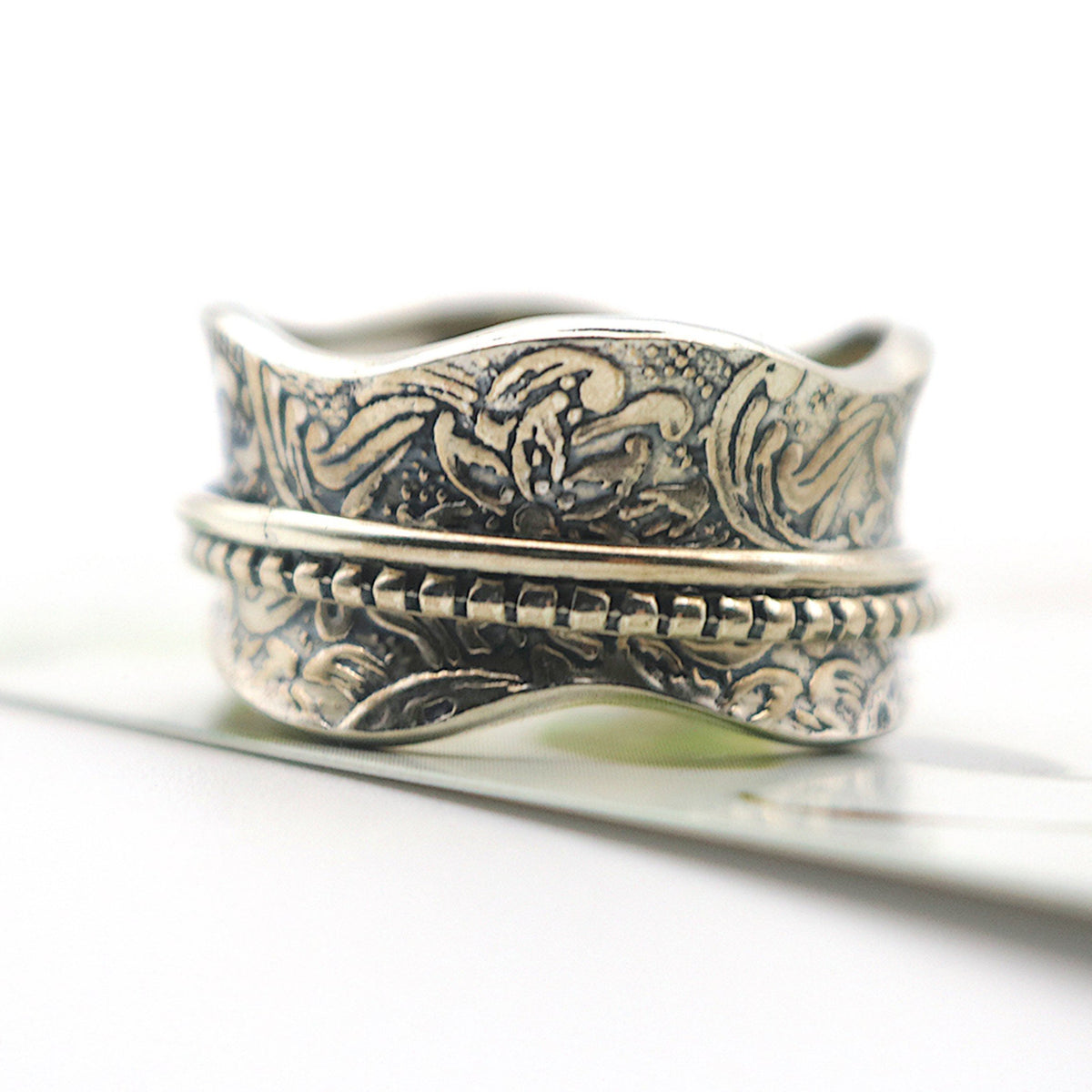 Energy Stone ARTISAN Sterling Silver Meditation Spinner Ring