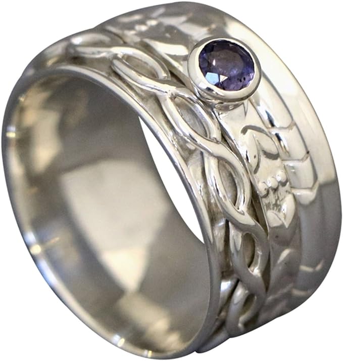 Heartstrings Sterling Silver Meditation Spinner Ring (US49)