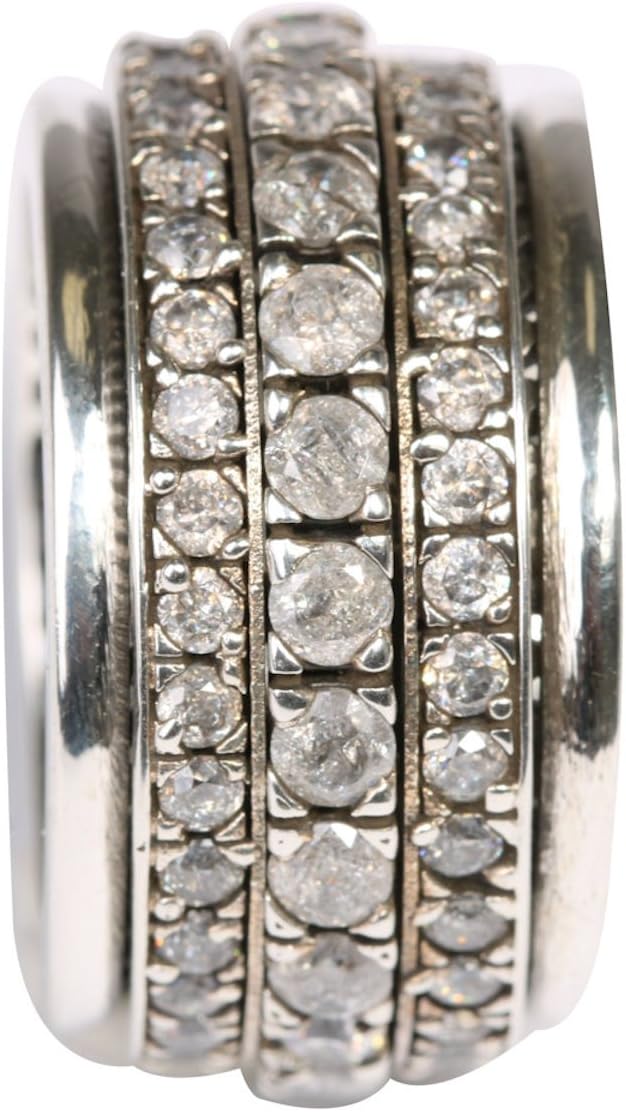 STATEMENT 925 Silver Spinner Ring 3 Rows of Cubic Zirconia Silver Spinner Band The Ultimate Statement Ring