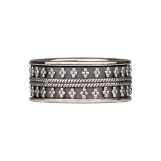 Silver Articulated spinner ring, also known as a fidget ring