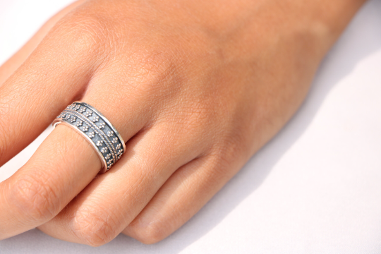 Silver Articulated spinner ring, view 3